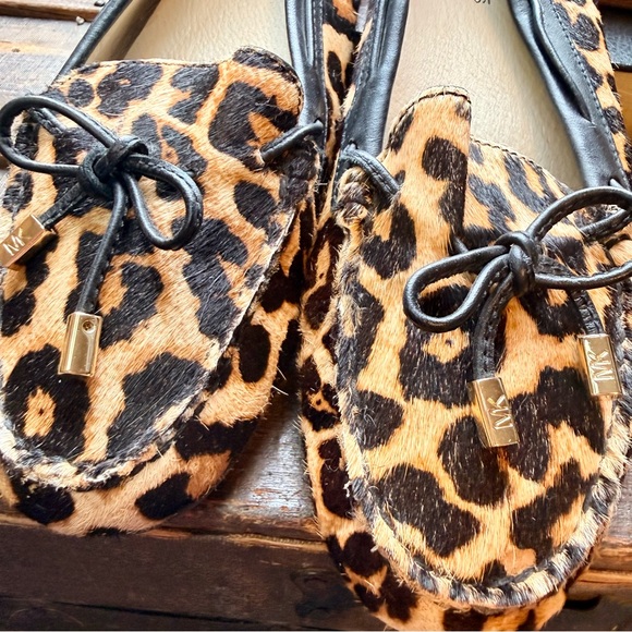 Michael Kors Fulton Leopard Print Flats Calf Hair Driving Loafers - Picture 4 of 9